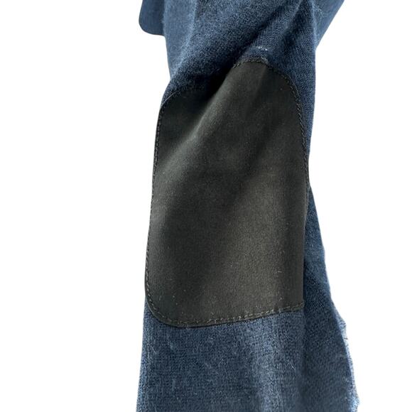 John Varvatos Sweater Men’s XL Dark Blue 100% Cashmere Elbow Pads Pullover Fuzzy - Picture 4 of 12